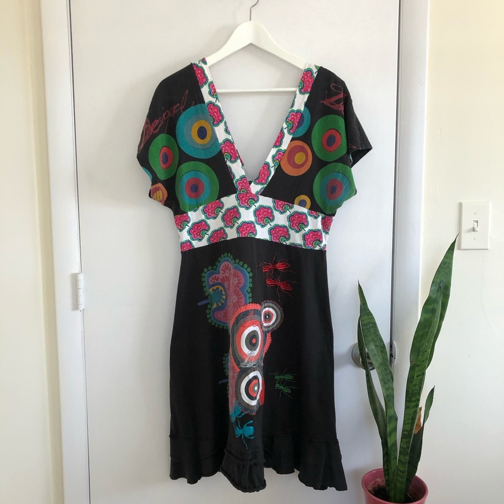 Desigual XL Cotton V Neck Dress